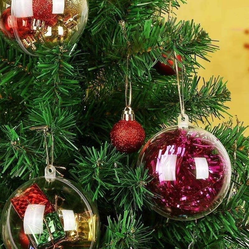7Queen Extra Large Clear Ball Ornaments, 160mm/6.3inch=2PCS Giant Fillable Christmas Balls Shatterproof Ornament Baubles for DIY Crafts Christmas Wedding Party Decor - Image 2